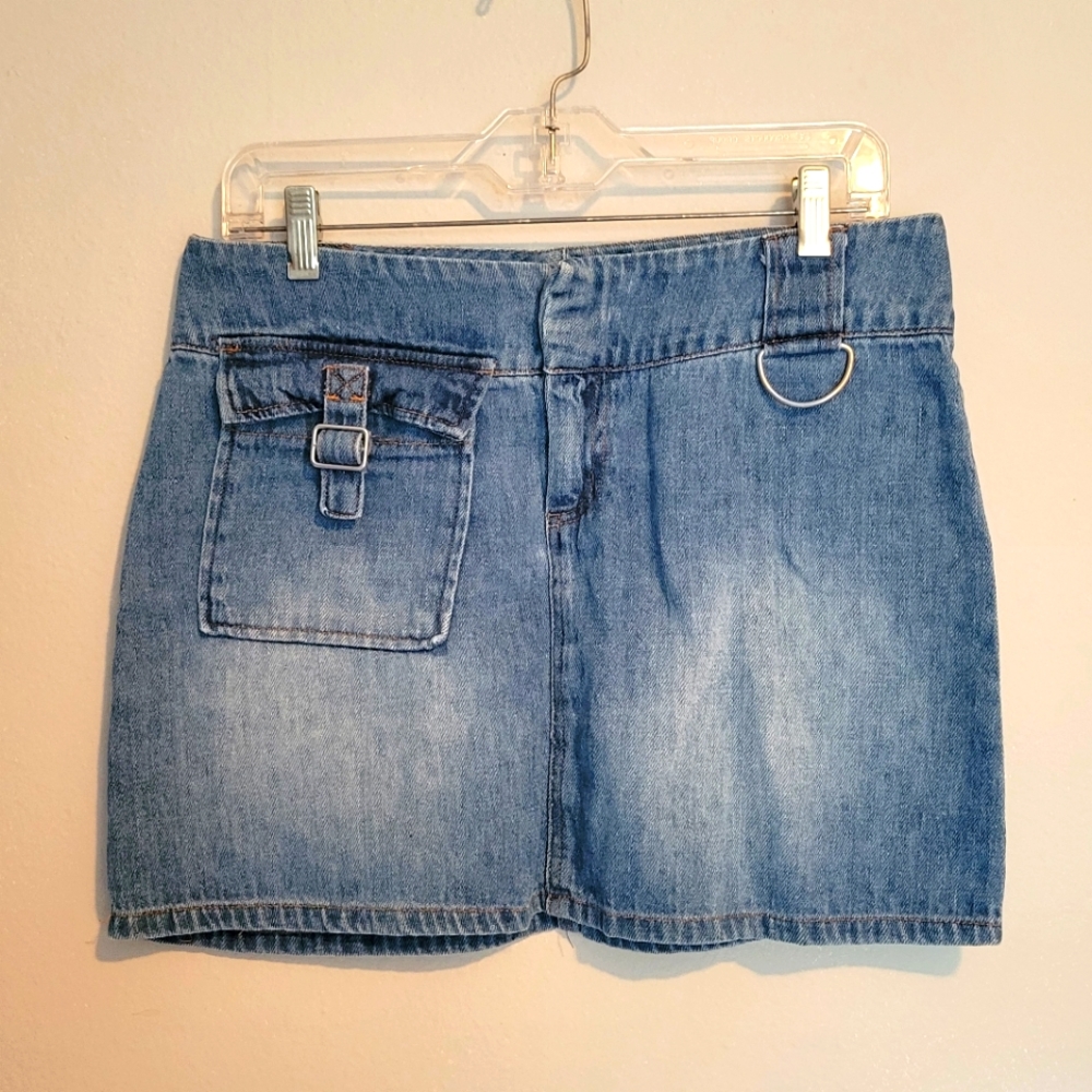 Vintage 90s Nineties Y2K Grunge Punk hemp light blue denim mini size 7